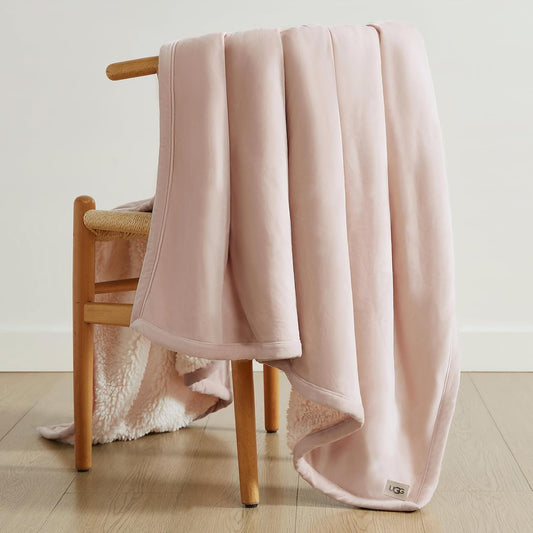 Bliss Throw Blanket Plush Soft Fleece Fluffy Blankets for Bed or Couch Oversized Warm Reversible Machine Washable Medium Weight Home Decor Giftable Throw, 50-Inch X 70-Inch, Quartz Pink