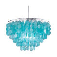Load image into Gallery viewer, capiz shell chandelier in a white space
