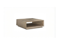 Load image into Gallery viewer, Contemporary square wooden coffee table with ash driftwood veneer and open storage shelf on white background
