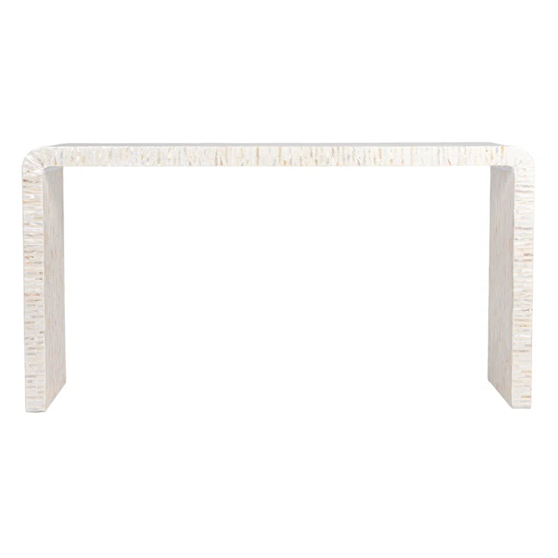 Mother of Pearl Waterfall Console Table Front View With White Background