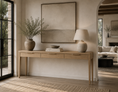 Load image into Gallery viewer, console table in a hallway with a vase, books, and a table lamp on it
