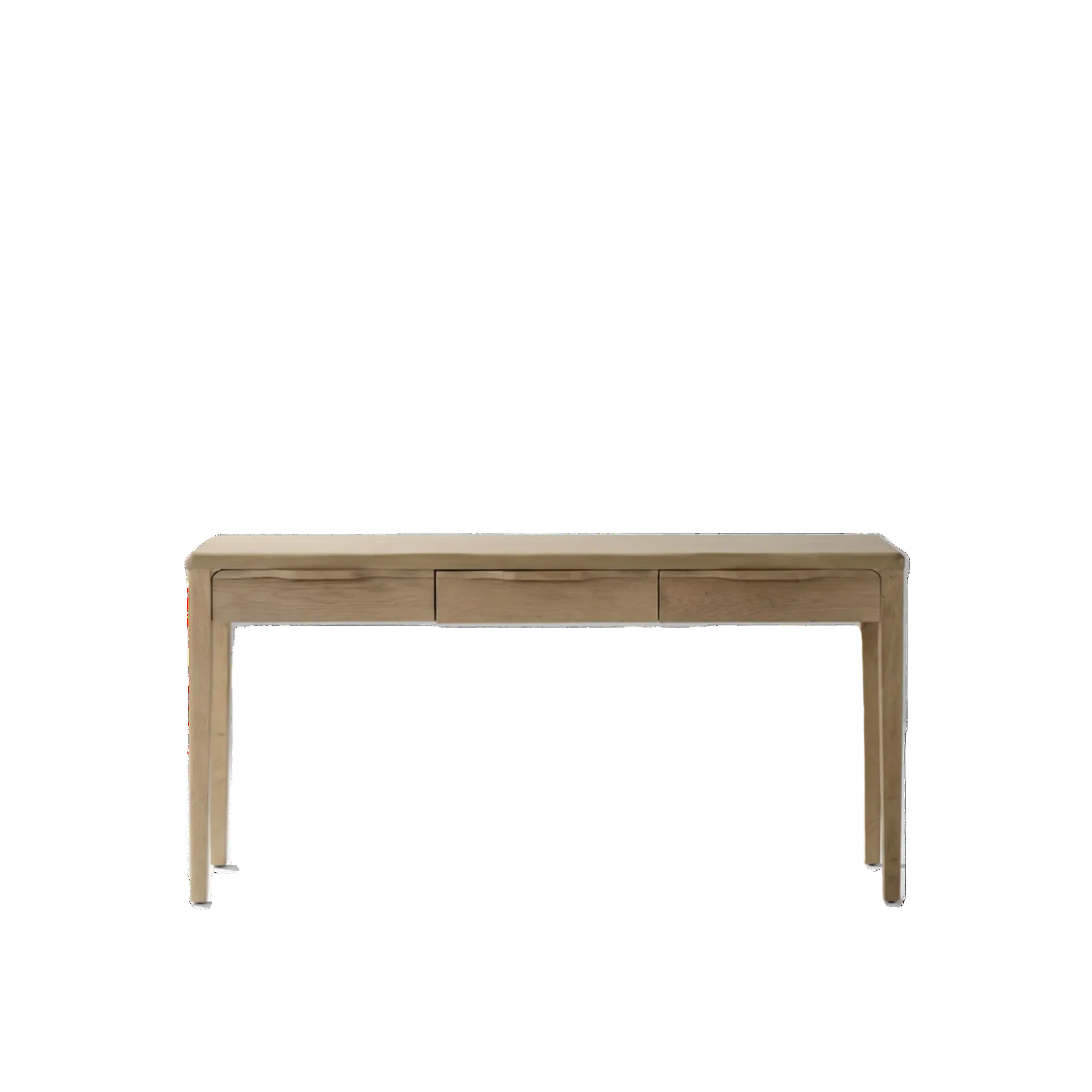 console table with drawers on a white background