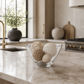 Load image into Gallery viewer, Crystal bowl filled with decorative balls on a marble kitchen island in a neutral modern kitchen
