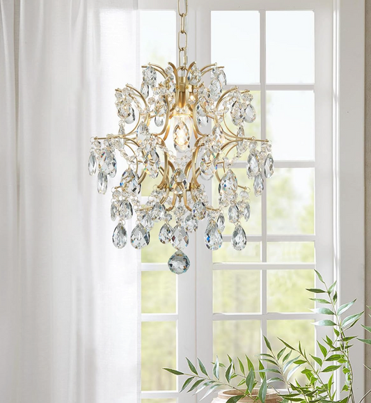 crystal chandelier in front of window