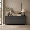 Load image into Gallery viewer, crystal dresser knobs in bedroom on dresser drawers with a lamp, vase, and books on top of the dresser
