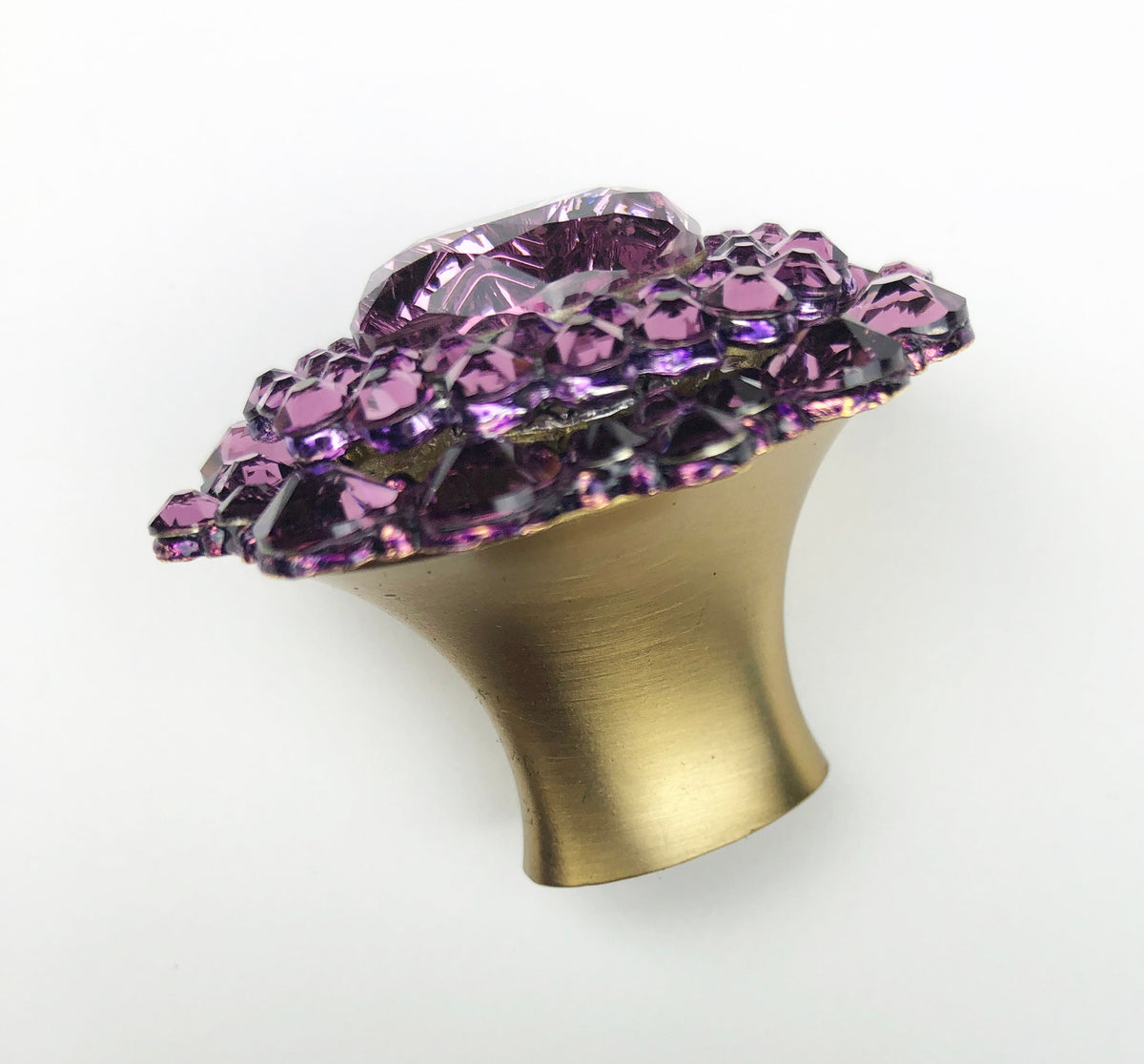 crystal dresser knobs side view with white background