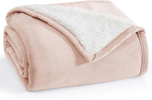 Bliss Throw Blanket Plush Soft Fleece Fluffy Blankets for Bed or Couch Oversized Warm Reversible Machine Washable Medium Weight Home Decor Giftable Throw, 50-Inch X 70-Inch, Quartz Pink