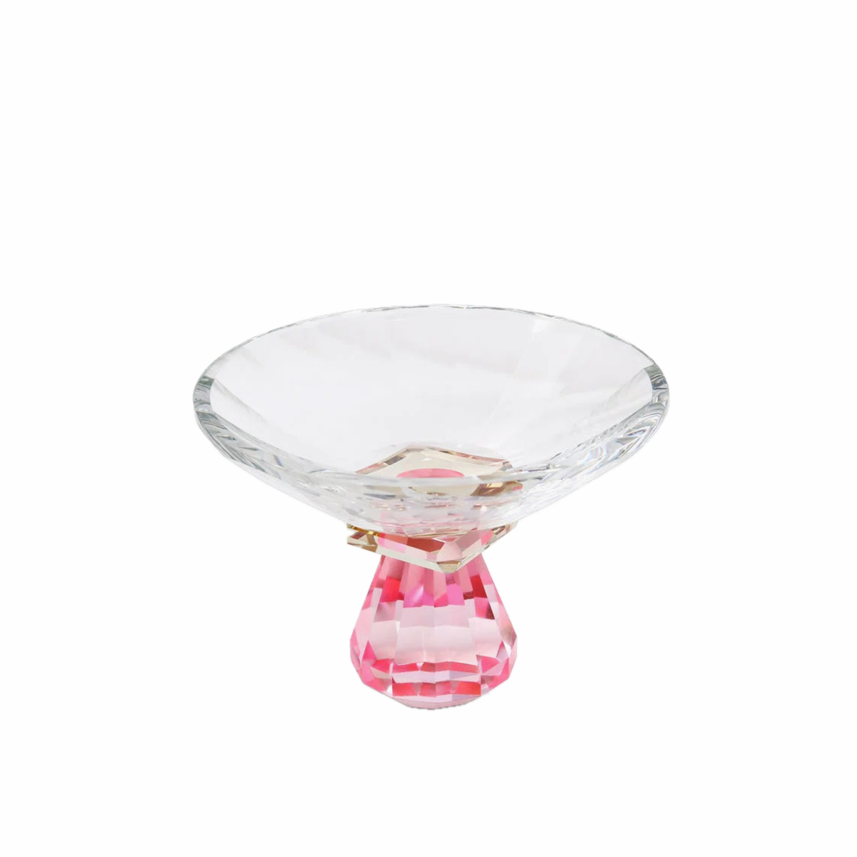 Darla pink crystal candy dish with faceted pedestal base