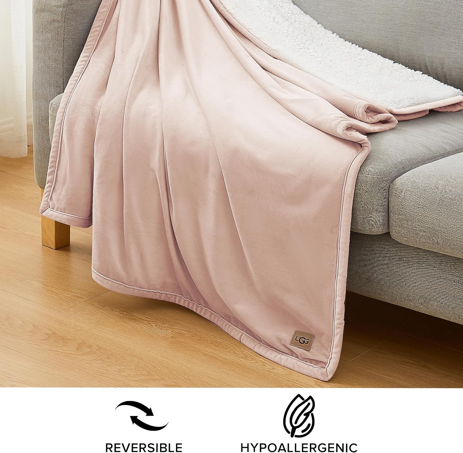 Bliss Throw Blanket Plush Soft Fleece Fluffy Blankets for Bed or Couch Oversized Warm Reversible Machine Washable Medium Weight Home Decor Giftable Throw, 50-Inch X 70-Inch, Quartz Pink