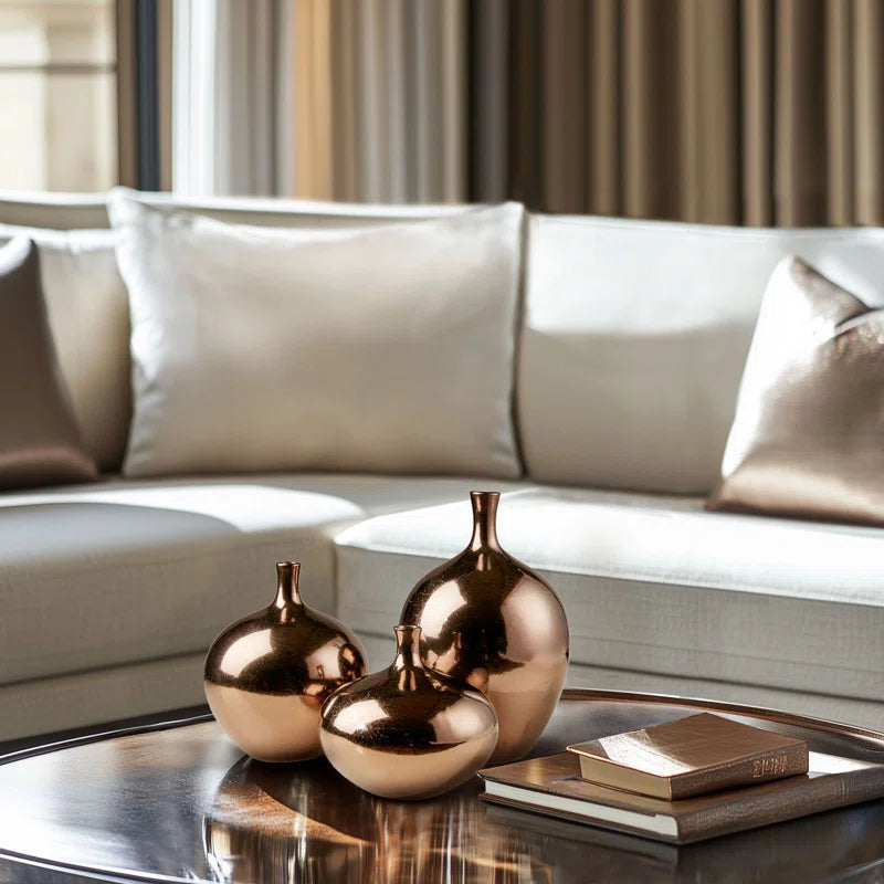 decorative vases on coffee table in living room