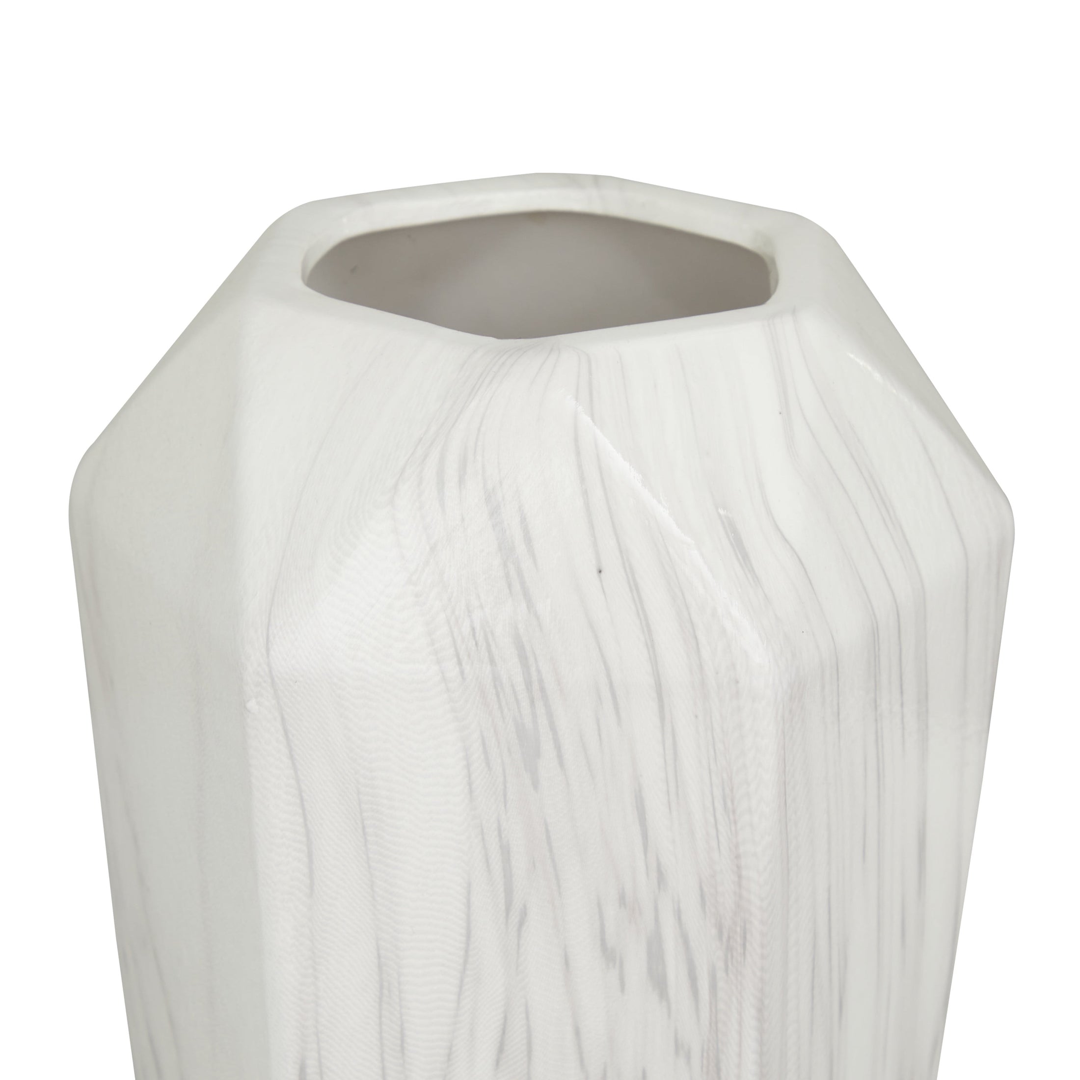 Faux Marble White Ceramic Vase