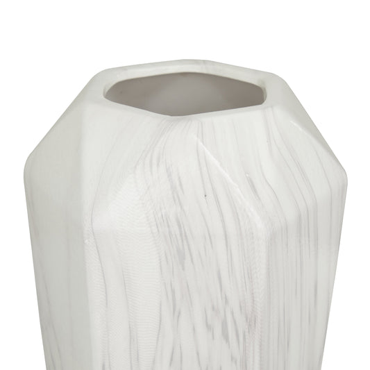 Faux Marble White Ceramic Vase