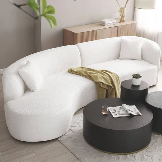 126.37" Boucle Upholstered Curved Sofa