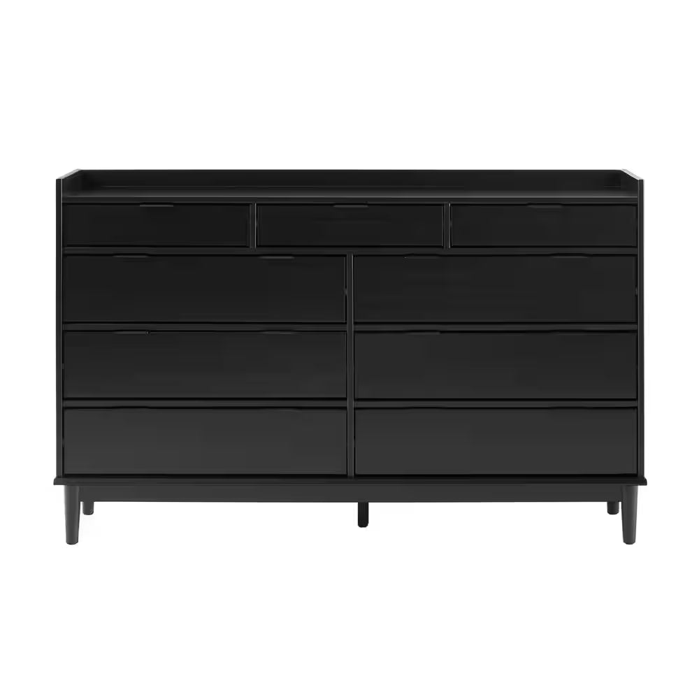Mid-Century Wood Black Dresser
