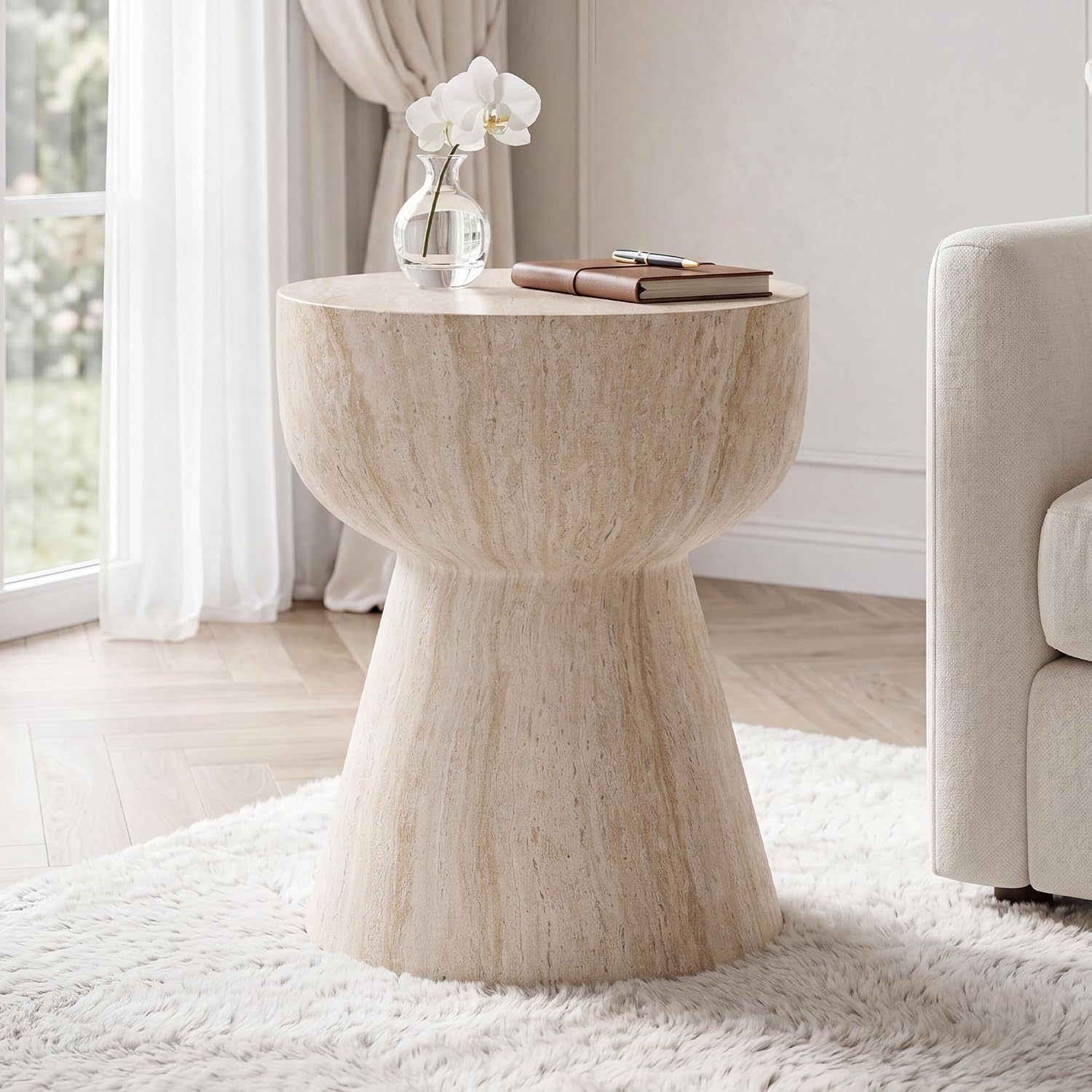 ELLA SIDE TABLE indoors near sofa and window