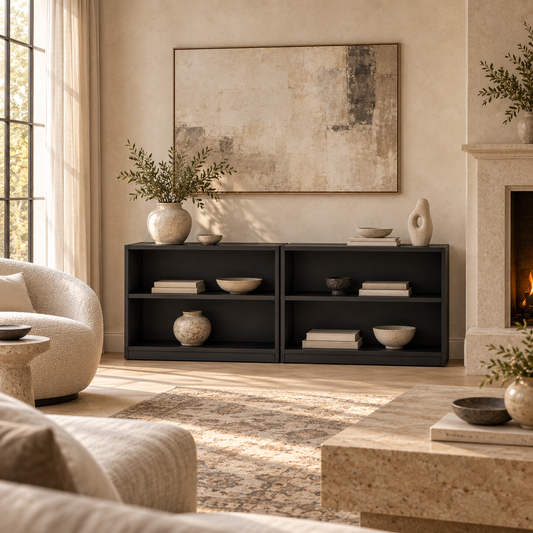 2-SHELF BLACK BOOKCASE