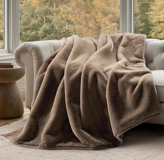 Faux Chinchilla Throw Blanket in living room on sofa