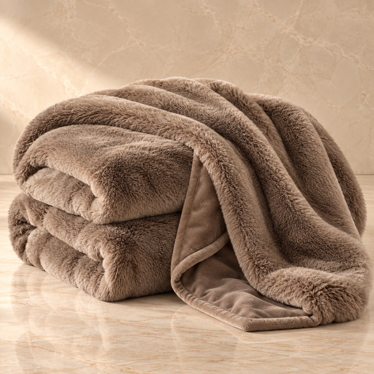 FAUX CHINCHILLA THROW (MOCHA)