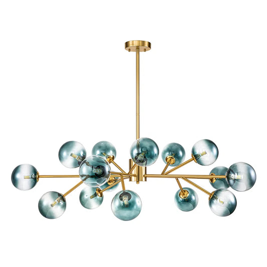 glass globe chandelier with white background