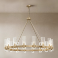 Load image into Gallery viewer, gold chandelier hanging from ceiling
