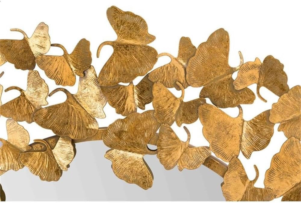 Gold Decorative Mirror close-up of the frame which is made up of gold butterflies