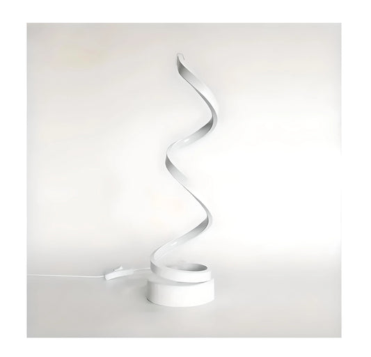 A modern TWISTY LED WHITE FLOOR LAMP by House of Effy with a sleek design, featuring energy-efficient LED technology, standing against a plain, light background.