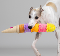 Load image into Gallery viewer, ice cream dog toy close-up in dogs mouth
