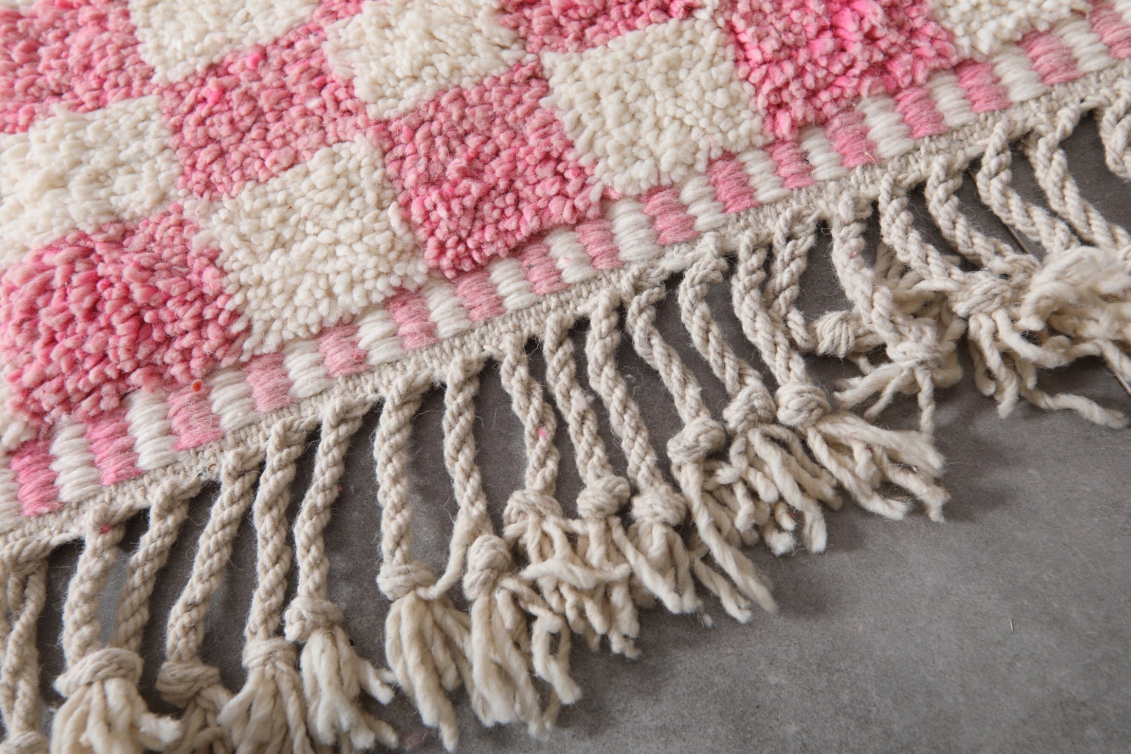 Pink Checkered Beni Ourain Rug