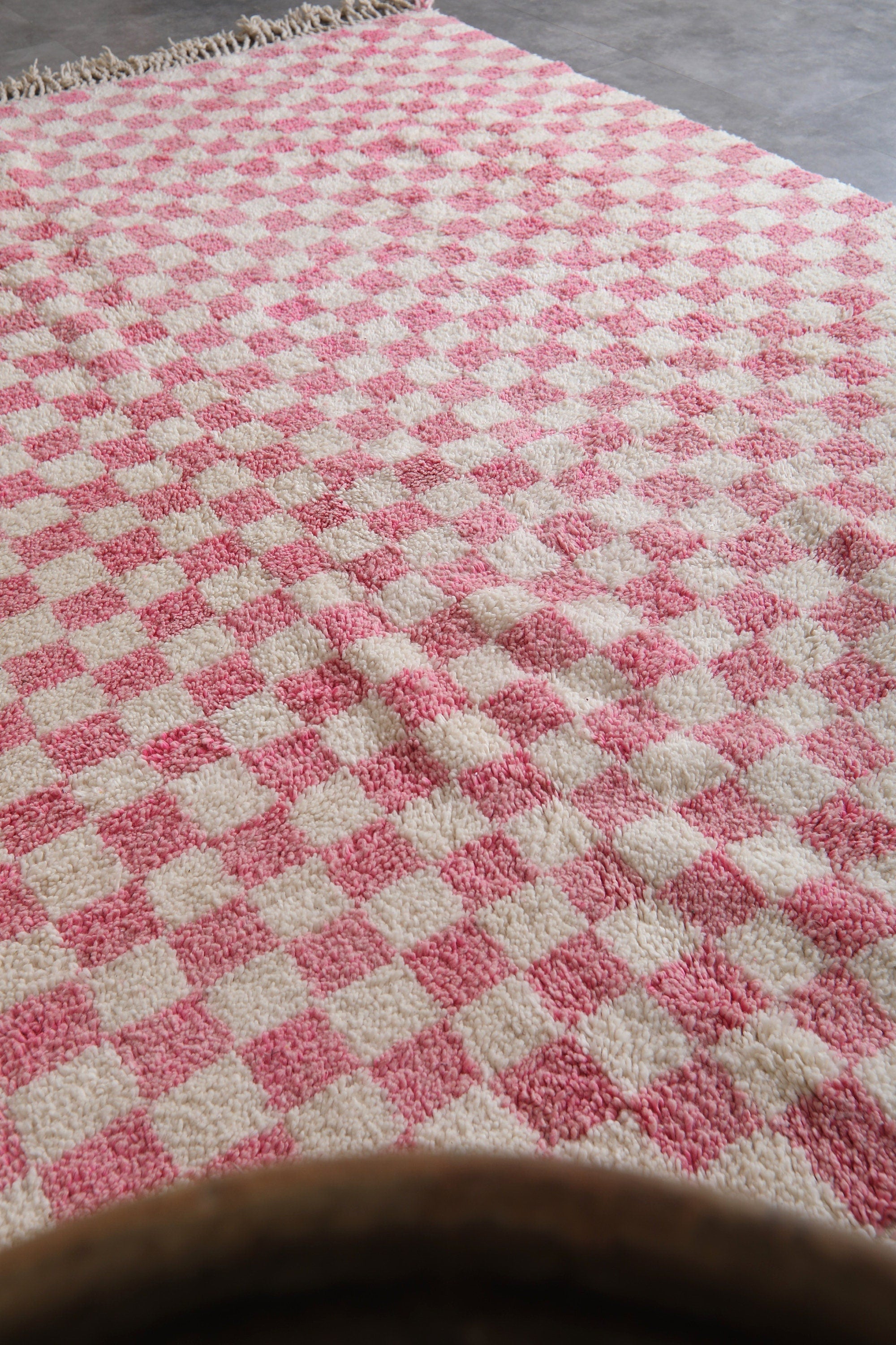 Pink Checkered Beni Ourain Rug