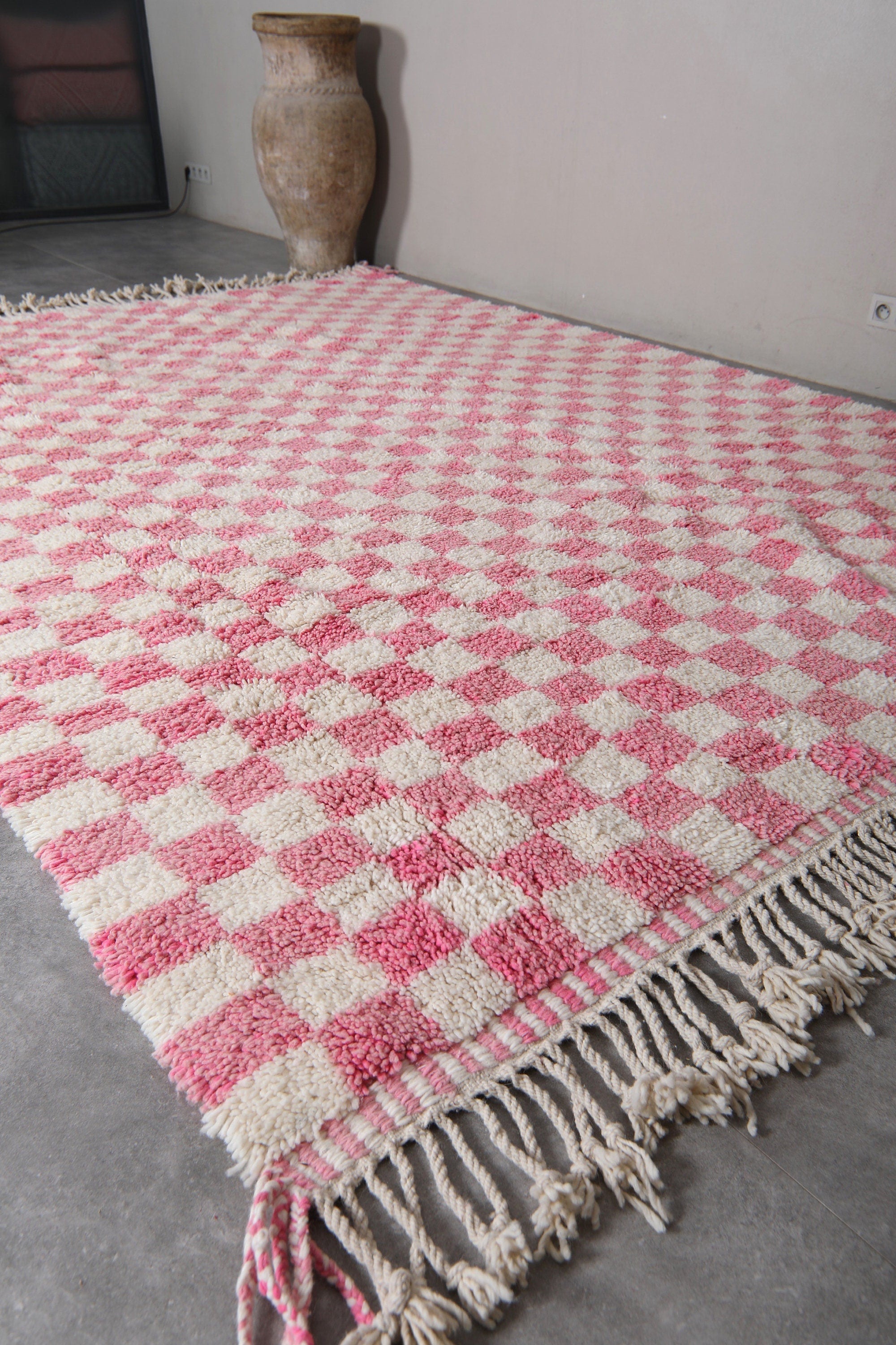 Pink Checkered Beni Ourain Rug