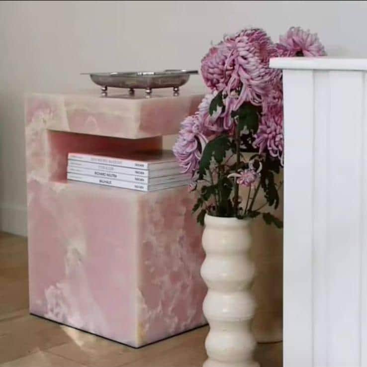 Harper Pink Onyx Stone Table
