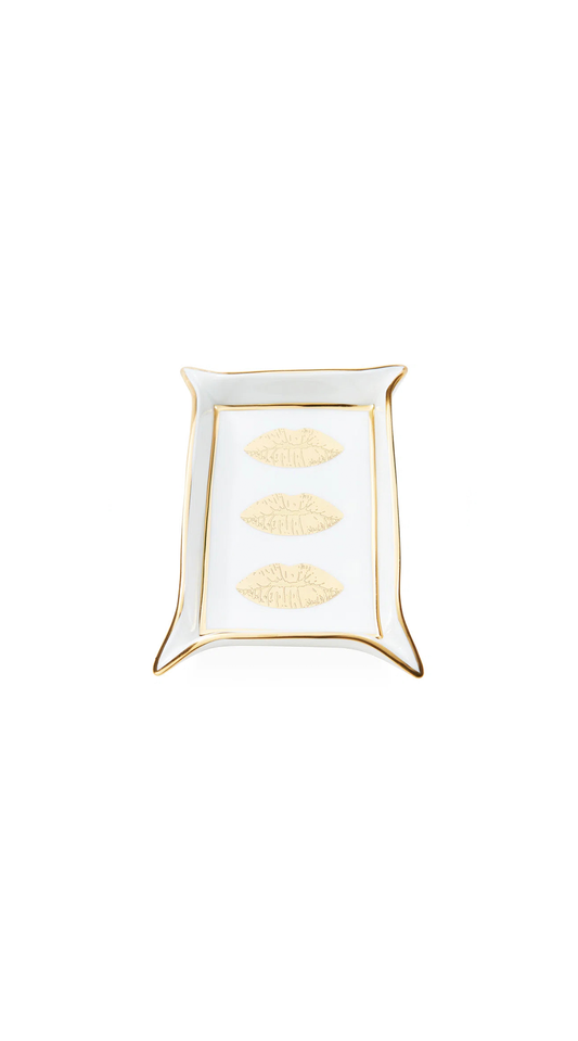 jonathan adler tray with gold accents on a white background
