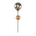 Load image into Gallery viewer, House of Effy's contemporary wall sconce, the "Reflection Brass Wall Sconce," features a brass finish with a round, reflective backplate and a single exposed bulb.
