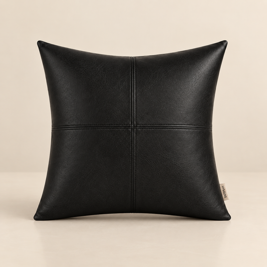 leather pillow in product image