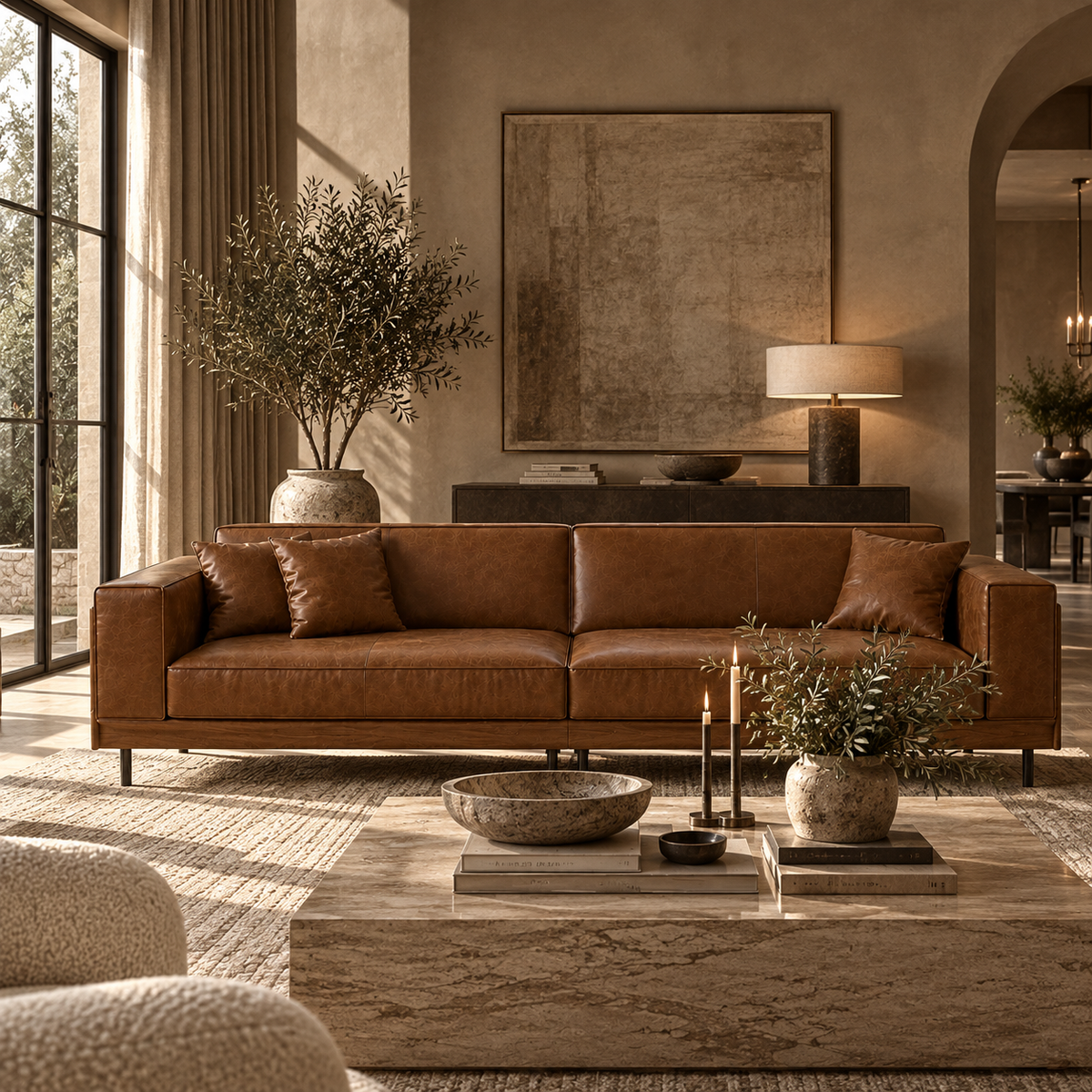 KENSIGNTON LEATHER 2 PIECE SOFA
