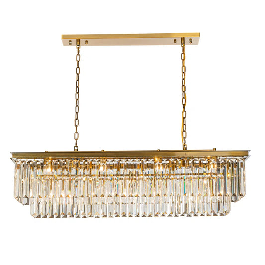linear crystal chandelier with white background