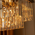 Load image into Gallery viewer, linear crystal chandelier close-up in a room
