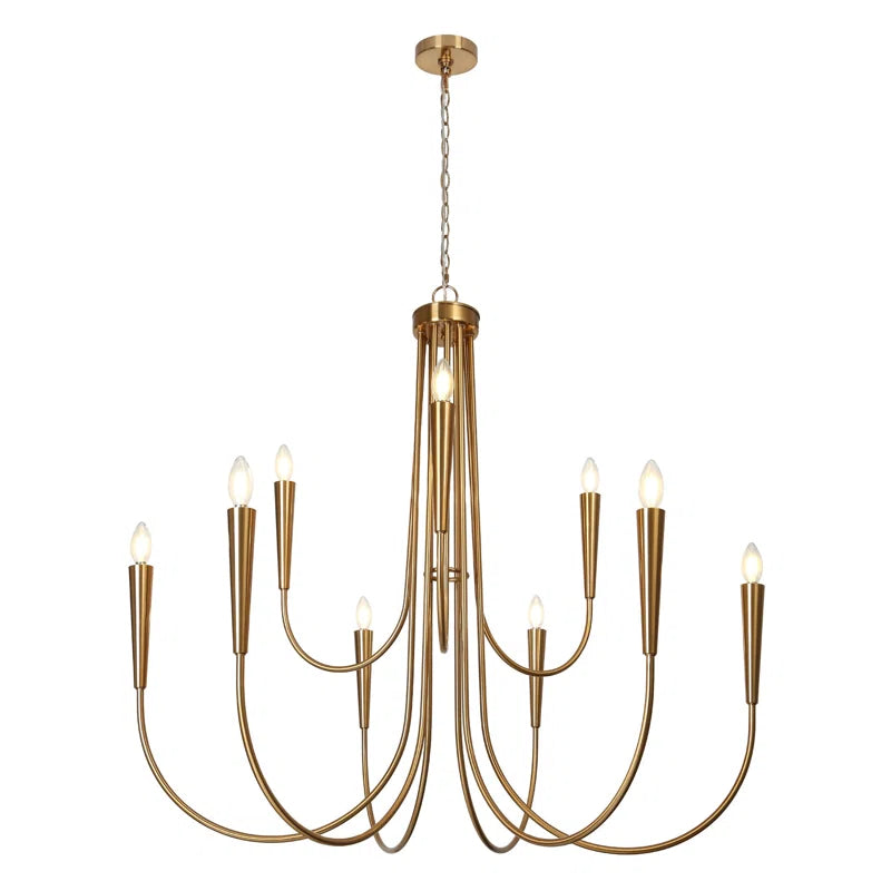 modern gold chandelier with white background