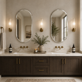 Load image into Gallery viewer, oval mirrors in bathroom above sinks

