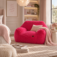 Load image into Gallery viewer, PINK PUFF FLOOR CHAIR with blanket on it in a girl's bedroom with a chandelier
