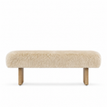 Load image into Gallery viewer, sheepskin bench and two light natural wood legs, shown against a plain white background.
