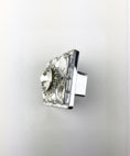 Load image into Gallery viewer, Square crystal knob with faceted center gem and reflective silver base on a white background
