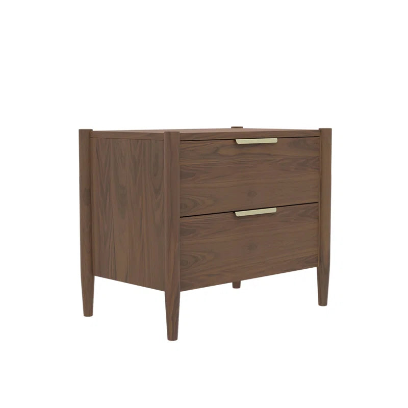 wood nightstand angled view with white background