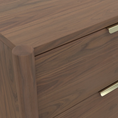 Load image into Gallery viewer, wood nightstand up-close view of the corner of it
