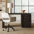 Load image into Gallery viewer, writing desk in an office with a lamp on it and an office chair
